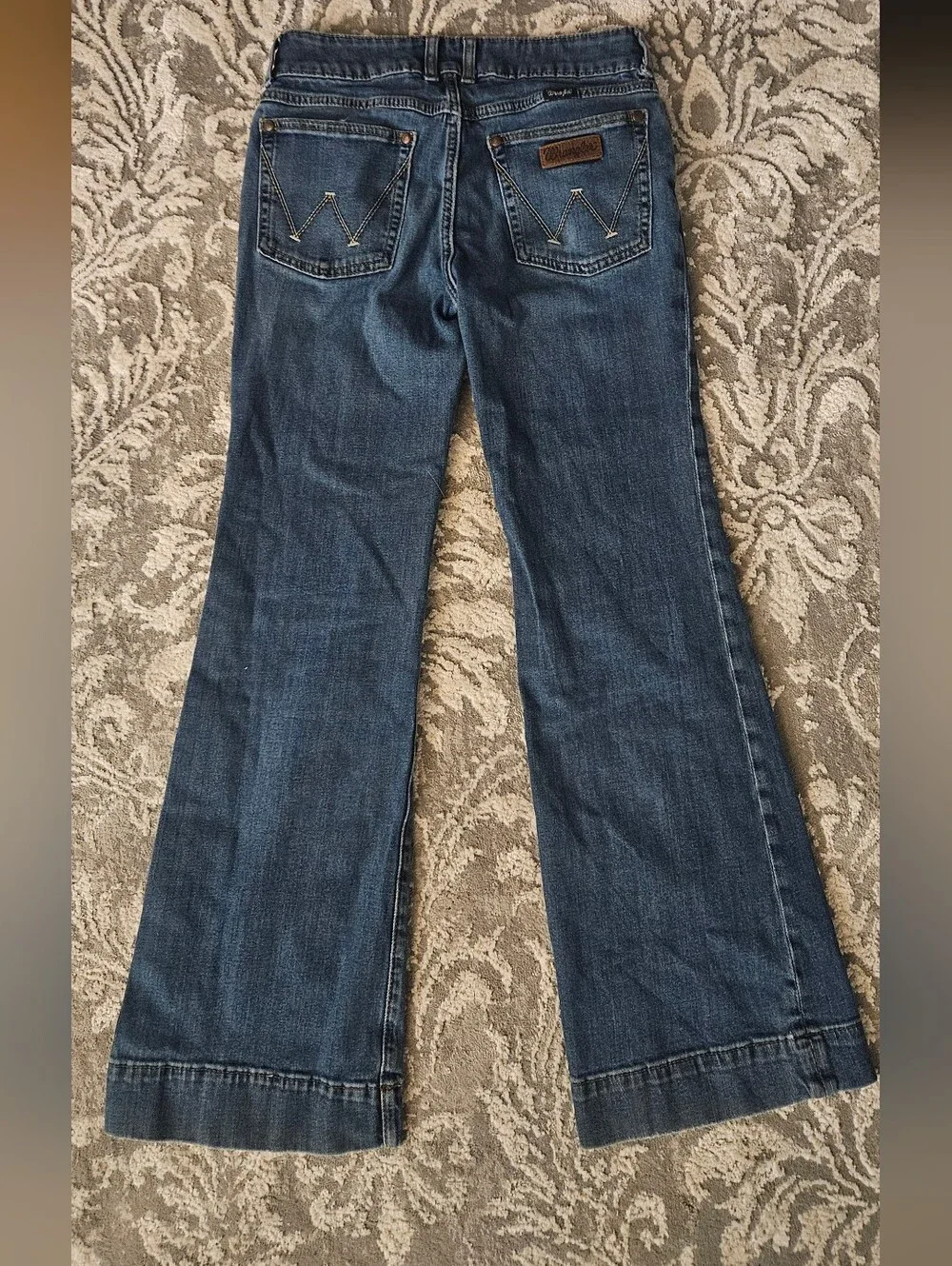 Wranglers Womens Blue Wide-Leg Flare Jeans Size 4